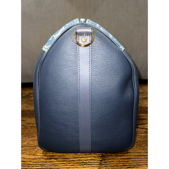 Louis Vuitton Keepall Bandouliere 50 Nigo Blue Denim Drip Monogram Weekend Bag - Picture 6 of 12